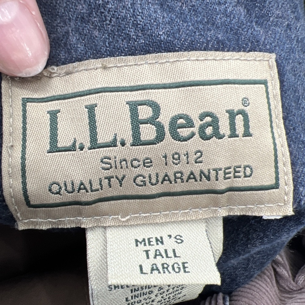 Vintage LL Bean Men L Tall Jacket Denim Blue Jean Cotton Flannel Line Trucker - Picture 7 of 12